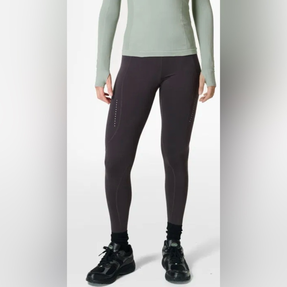 Sweaty Betty Therma Boost Running Leggings, Fleece, Size 10, Dark Gray